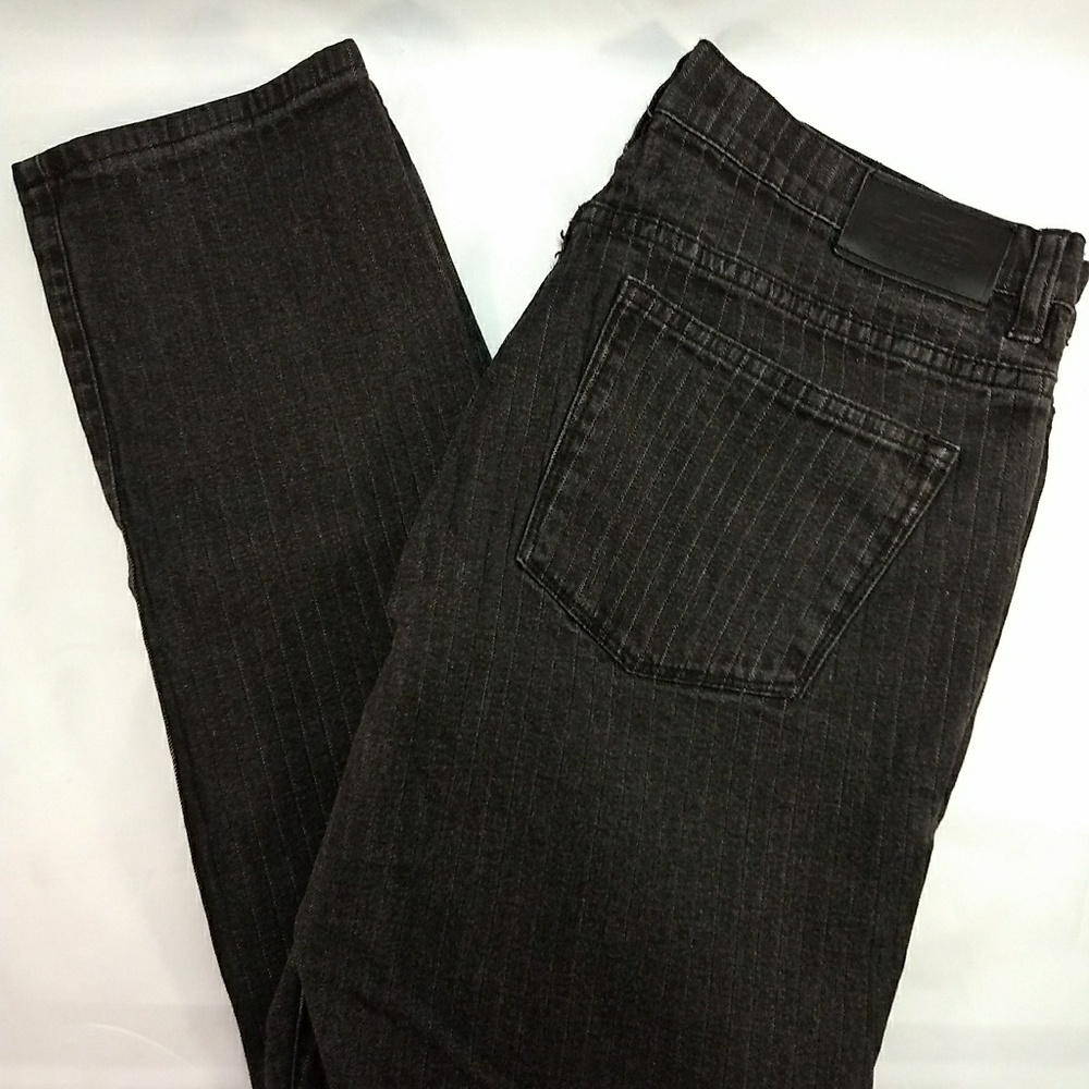 Ralph Lauren Womens Black Pin Stripped Jeans 12